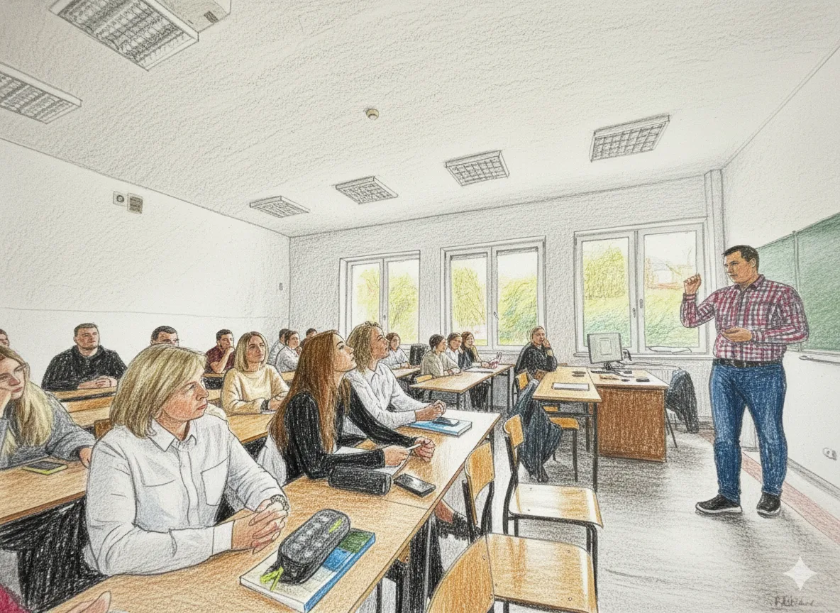 Wykład – rysunek wygenerowany przez Gemini AI na podstawie zdjęcia